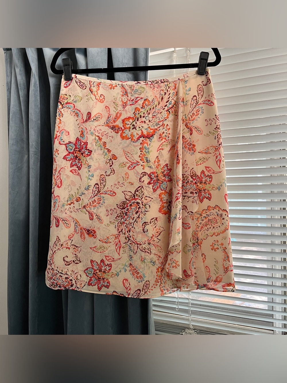 Ann Taylor Petite Floral 100% Silk Shell Skirt Paisley Bloom Coquette Fairy Core